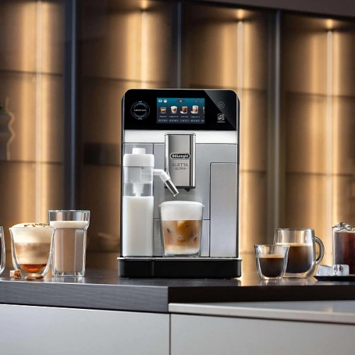 Кофемашина DeLonghi ECAM470.85.MB Два кувшина для молока LatteCrema Hot (горячие напитки), LatteCrema Cool (холодные напитки), фильтр для воды, мерная ложка для молотого кофе с кисточкой, полоска для определения жесткости воды, носик для подачи горячей во