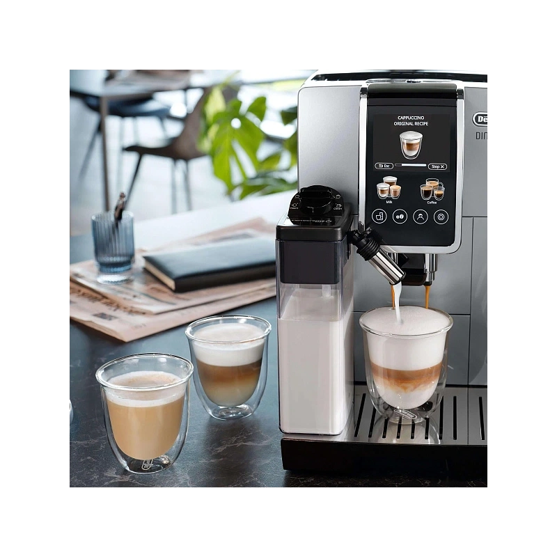Кофемашина DeLonghi ECAM380.85.SB Графин для молока; фильтр для воды; полоска на определение жесткости воды; декальцинатор; мерная ложка; инструкция