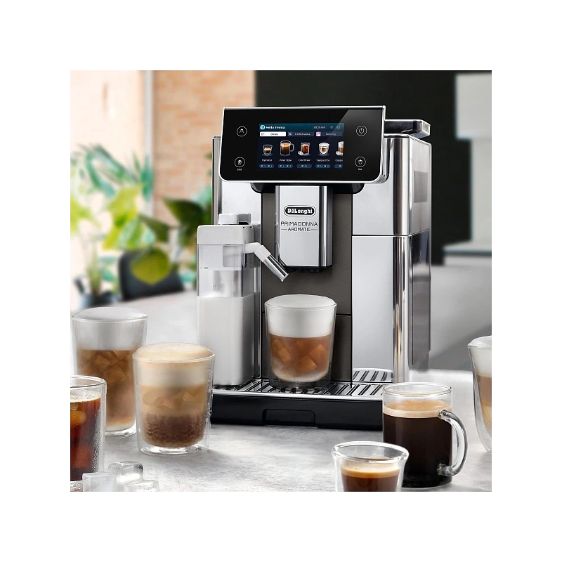 Кофемашина Delonghi ECAM630.75.TSM Два кувшина для молока LatteCrema Hot (горячие напитки); LatteCrema Cool (холодные напитки); фильтр для воды; мерная ложка для молотого кофе с кисточкой; силиконовая форма для льда; полоска для определения жесткости воды