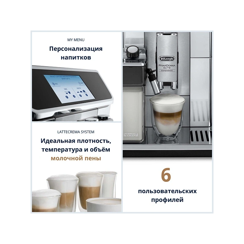 Кофемашина DeLonghi ECAM650.85.MS Графин для молока (2 шт.); узел подачи горячей воды/пара; мерная ложка; форма для льда (2шт.); полоска-индикатор жёсткости воды; фильтр; инструкция