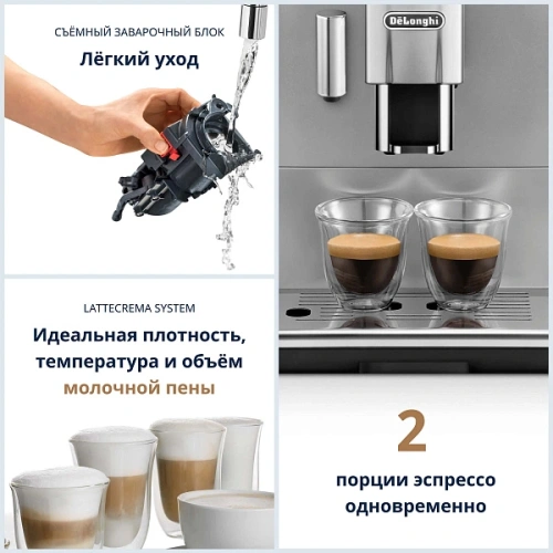 Кофемашина DeLonghi ETAM29.660.SB Графин для молока; мерная ложка; полоска для определения жёсткости воды; инструкция
